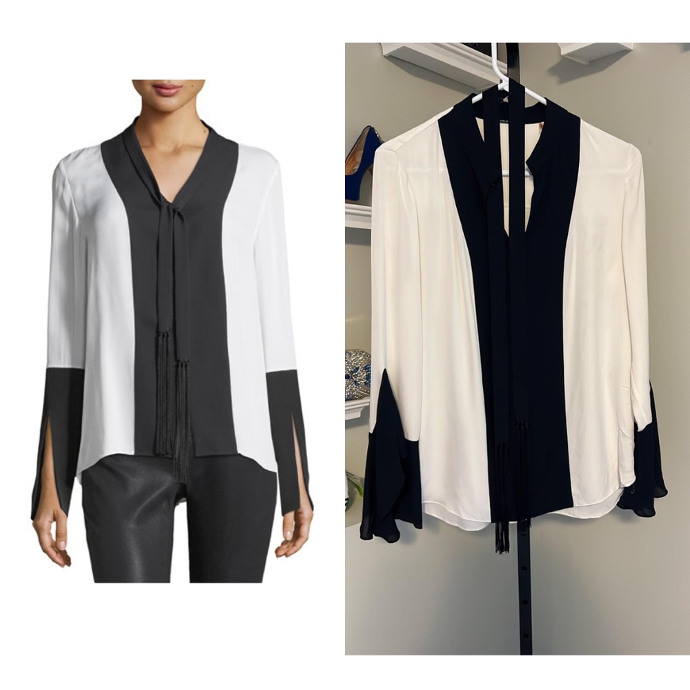 Elie Tahari Mavrick Twotone Silk Blouse